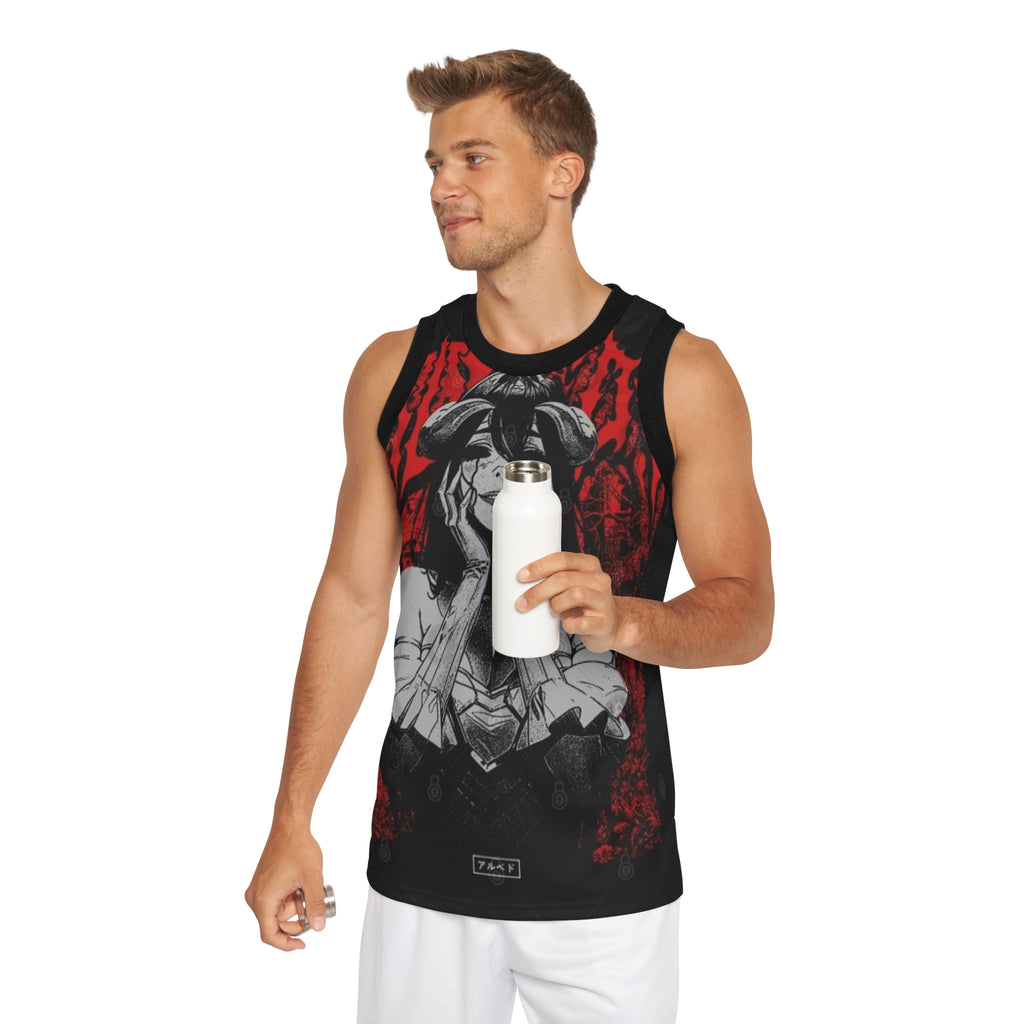 Demonic Femme Basketball Jersey - Gothic Red & Black AOP Tank