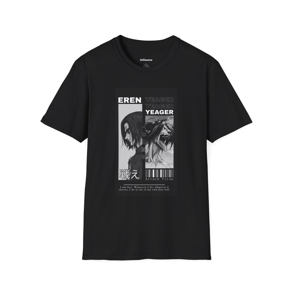 Eren Yeager Graphic Tee, Unisex T-Shirt, Anime Fan Apparel, Attack on Titan Merch, Casual Streetwear