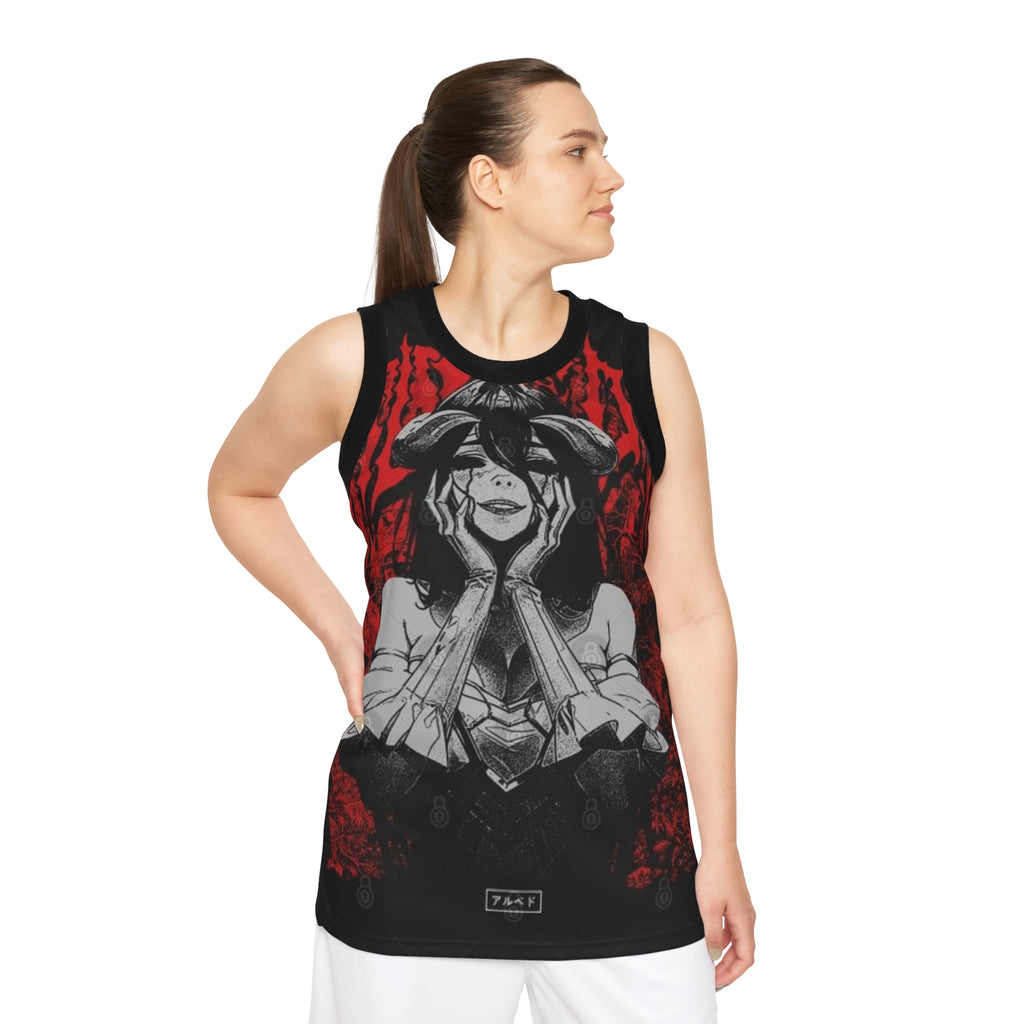 Demonic Femme Basketball Jersey - Gothic Red & Black AOP Tank