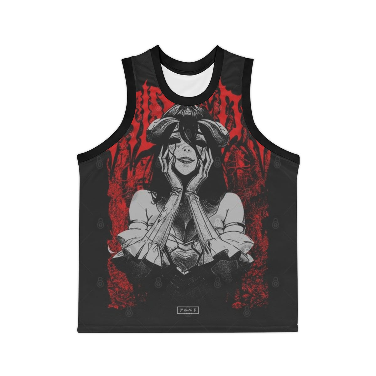 Demonic Femme Basketball Jersey - Gothic Red & Black AOP Tank