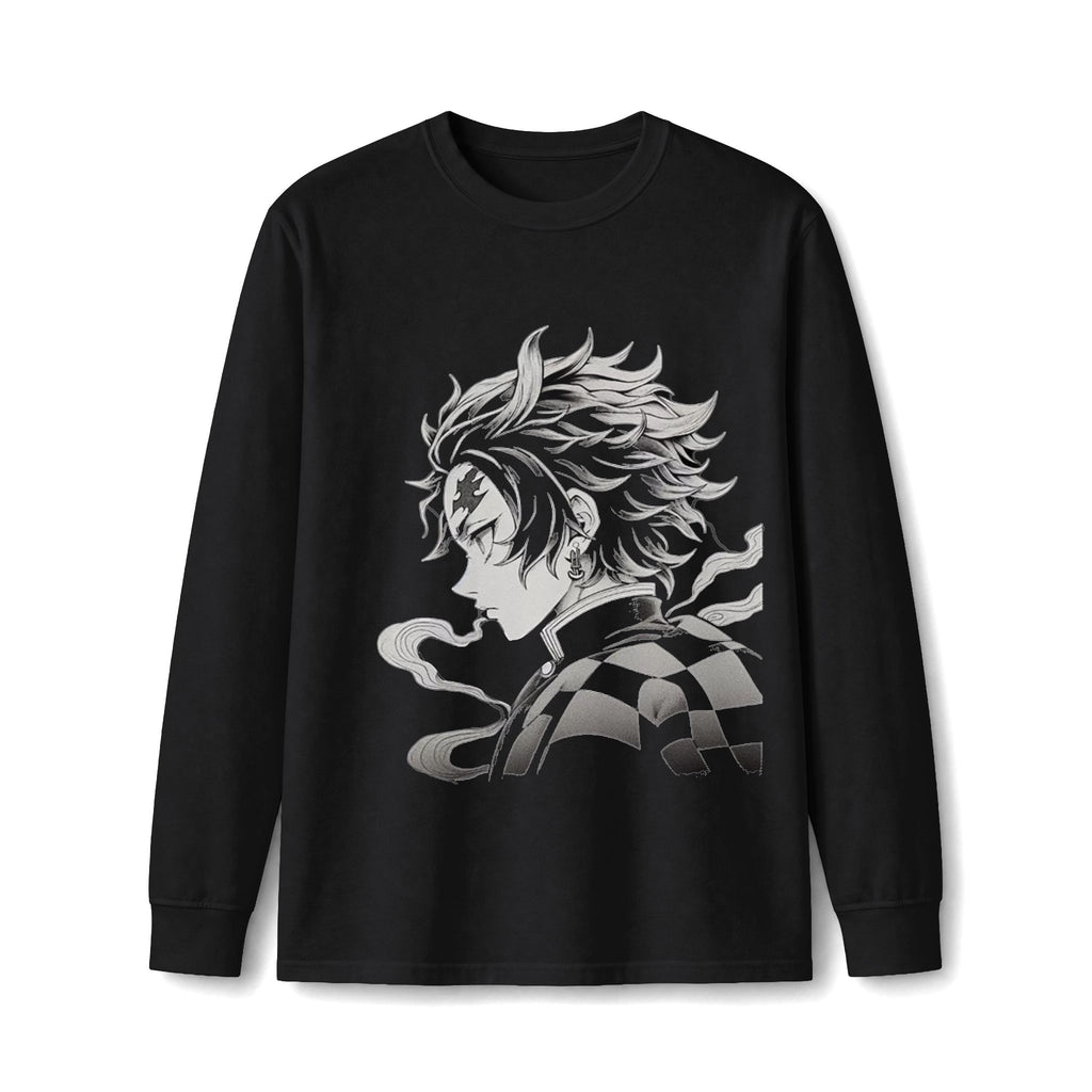 Long Sleeve Tee — Stylized Anime Kamado Tanjiro Profile Graphic