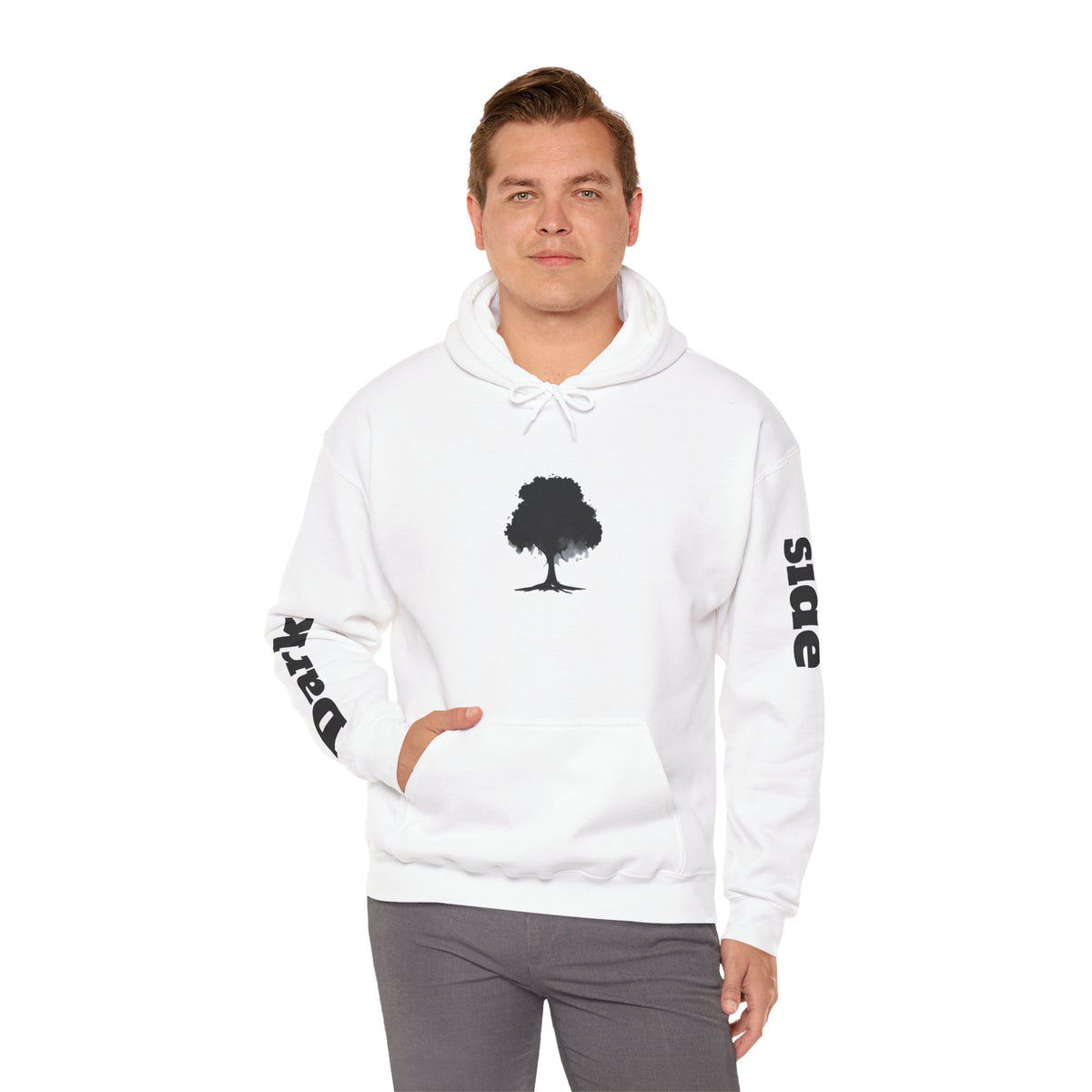 Unisex Hooded Sweatshirt - Dark Side Tree Design, Cozy Casual Wear, Perfect Gift for Fall, Halloween, or Everyday Comfort